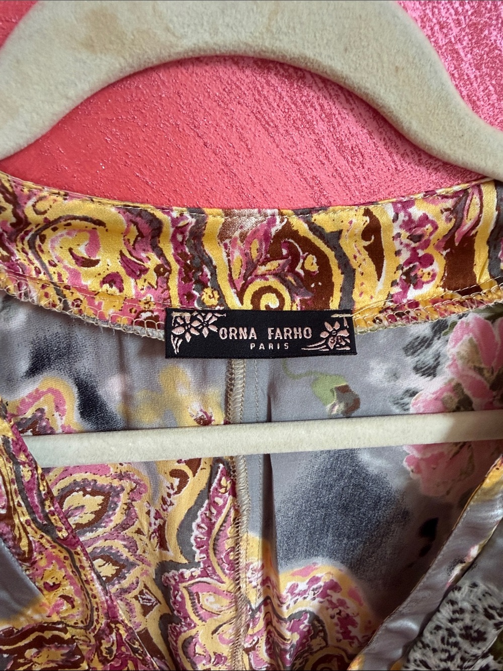 Multi-Color Floral Silk Wrap Tunic with Flowing Sleeves - Picture 6 of 8
